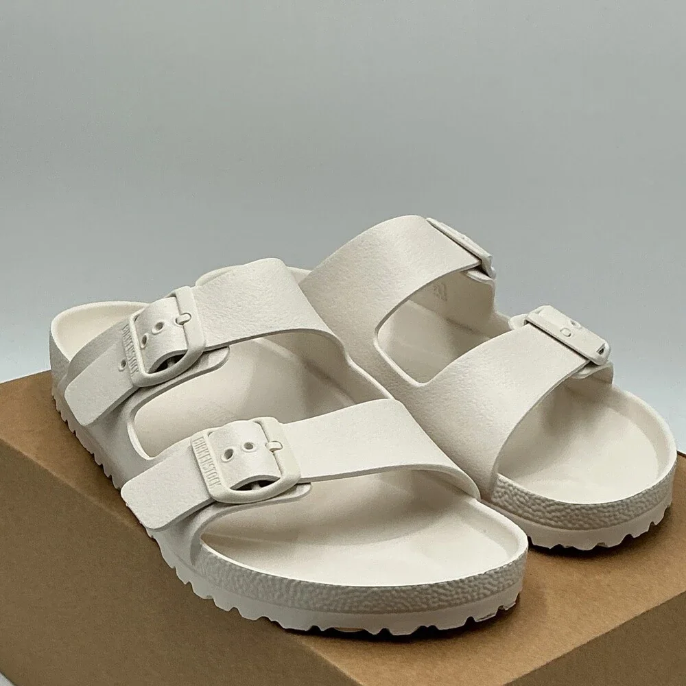 Birkenstock Arizona Sandals Unisex EU 41 White Adjustable Strap Slip-On Eby4457